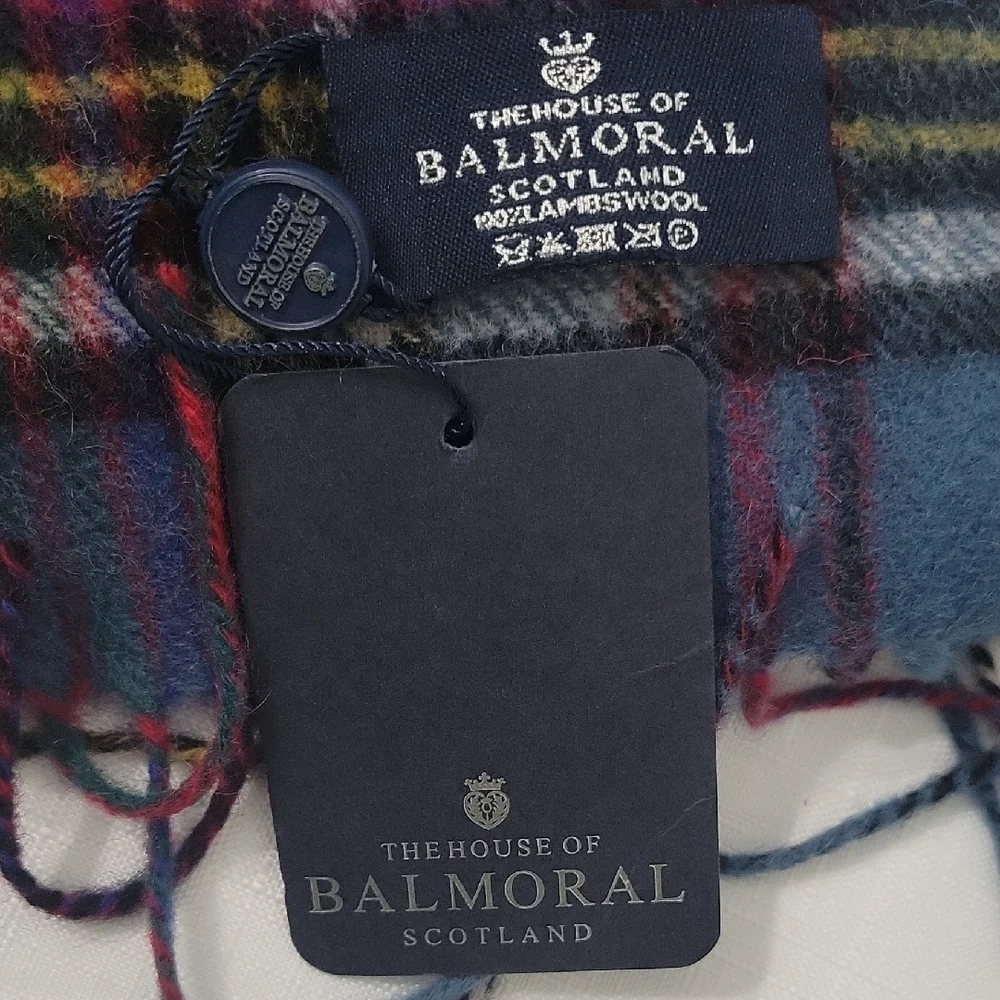 The House Of Balmoral Scotland 100% Lambswool Blue Tartan Unisex  Scarf  66x10